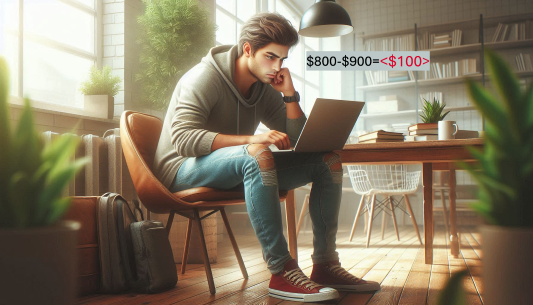 a man sitting at a desk with a laptop