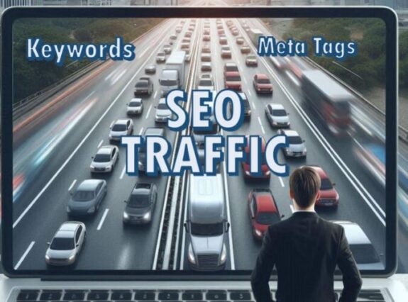 man looking at his laptop screen seeing traffic come into his laptop car traffic come into his laptop for SEO Traffic