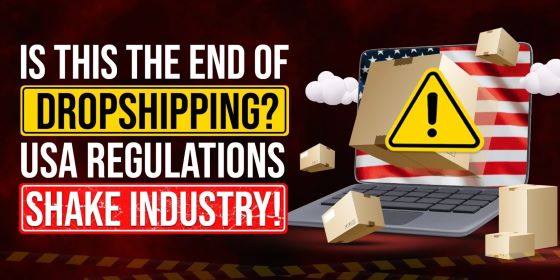 Is the end of drop shipping text with an American flag